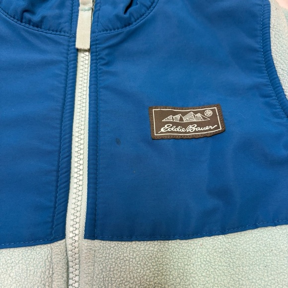 Eddie Bauer Girl XS Light Blue Fleece Full Zip Jacket Coat Sweater Warm - Picture 4 of 7